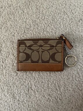 Coach Brown Signature Card Case with Keyring